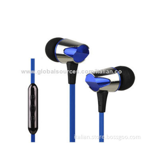 Comfortable Metal Flat Wire Earphone with Micphone and Super Bass
